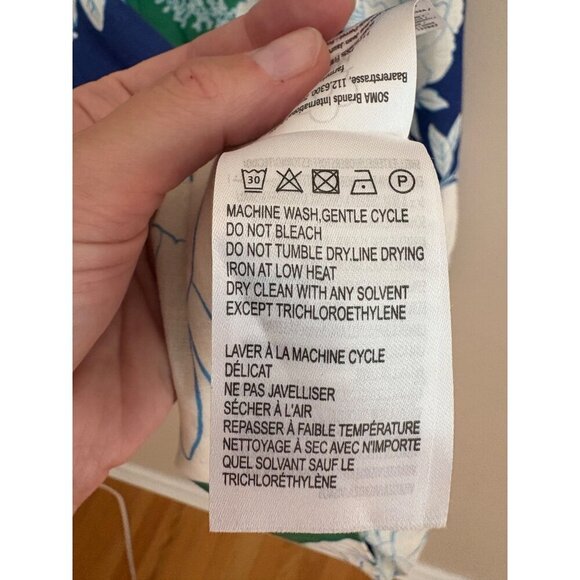 Farm Rio Soft Garden Linen-Blend Tropical Floral Mini Dress Size Small - Picture 10 of 14